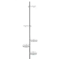 Unyqoos Étagère télescopique réglable en métal chromé, avec 5 étagères en verre, hauteur réglable de 175 à 275 cm, pour intérieur, capacité de 2 kg par étagère en verre