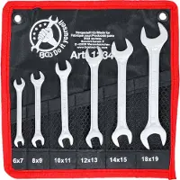 Kraftmann 1234 Jeu de clés à fourche double, 6x7-17x19 mm, 6 pcs.