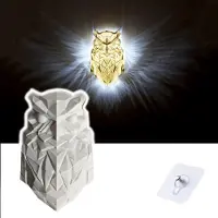 Unyqoos Lampe murale 3D en forme de hibou, veilleuse LED, fonctionnant sur piles, en résine – projette des jeux d'ombres | Éclairage mural décoratif pour la maison et le bureau