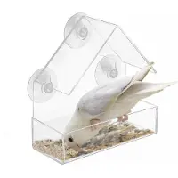 Unyqoos Mangeoire transparente pour oiseaux, en acrylique, de la marque , avec 3 ventouses – nichoir triangulaire, résistant aux intempéries, pour fenêtres et surfaces vitrées