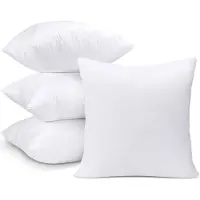 Unyqoos : Lot de 4 coussins de luxe, 45 x 45 cm, couleur blanche – Coussins pour canapé et coussins de décoration pour canapé et chambre, rembourrage en fibres siliconées, emballés sous vide