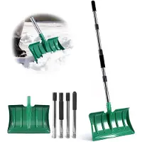 Unyqoos Pelle à neige ergonomique – construction métallique robuste, manche réglable de 97 à 163 cm, lame métallique de 41 cm, poignée antidérapante en mousse