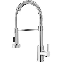Unyqoos Robinet de cuisine haute pression avec douchette extractible, pivotant à 360° – Mitigeur à un levier, en acier inoxydable avec revêtement PVD, adapté aux éviers simples et doubles