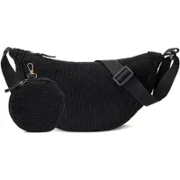 Unyqoos Sac bandoulière pour femmes en cordura et polyester, imperméable, léger, avec bandoulière réglable de 75 à 130 cm (3,8 cm), fermeture à glissière – Noir/Beige/Gris/Kaki
