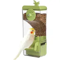 Unyqoos Distributeur automatique de nourriture de 350 ml avec perche extérieure – remplissage par le haut, montage sans outils, pour perruches, canaris, perruches ondulées et pinsons