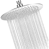 Unyqoos Douche de tête Regenduschkopf 20 cm – ultra-plate (2 mm), en acier inoxydable 304, chromée, pivotante à 360°, avec 90 buses en silicone anti-calcaire, raccordement G1/2