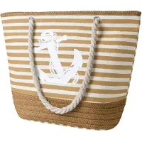 Unyqoos Grand sac de plage et de shopping résistant à l'eau, 45 x 32 x 14 cm, pour femmes, en toile avec fermeture éclair, poche intérieure, poignées en corde souple, disponible en 3 couleurs