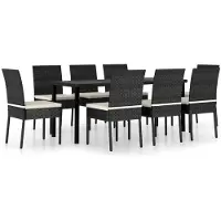 vidaXL Ensemble de jardin 9 pièces Poly rotin noir