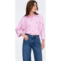 ONLY Chemisier 'ONLNew Lina Grace' rose clair / rouge feu / blanc