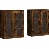 vidaXL Armoires murales 2 pcs. Chêne fumé Matériau dérivé du bois