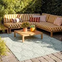 FRAAI Tapis d'extérieur - Summer Leaves Vert | 200x290 cm | Rectangulaire | Tissage plat