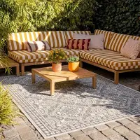 FRAAI Tapis d'extérieur - Summer Oriental Gris | 80x150 cm | Rectangulaire | Tissage plat