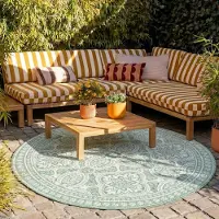 FRAAI Tapis d'extérieur rond - Summer Oriental Vert | Ø 100 cm | Rond |