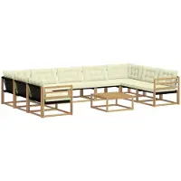 vidaXL Ensemble de canapés d'extérieur avec coussins, 10 pièces, blanc et crème