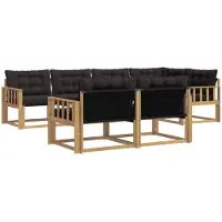 vidaXL Ensemble de canapés d'extérieur avec coussins, 7 pièces, blanc et noir