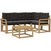 vidaXL Ensemble de canapés d'extérieur avec coussins, 5 pièces, blanc et noir