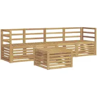 vidaXL Ensemble de canapés d'extérieur , 5 pièces, blanc, bois massif d'acacia