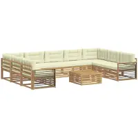 vidaXL Ensemble de canapés d'extérieur , 10 pièces, blanc et crème, bois massif d'acacia
