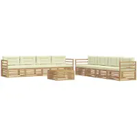 vidaXL Ensemble de salon de jardin , 9 pièces, blanc et crème, en polyester