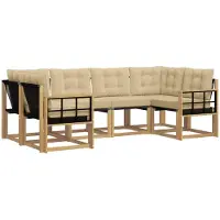 vidaXL Ensemble de salon de jardin 6 pièces, blanc et beige