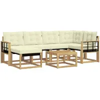 vidaXL Ensemble de salon de jardin 7 pièces, blanc et crème