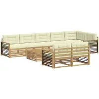 vidaXL Ensemble de canapés d'extérieur avec coussins, 9 pièces, blanc et crème, en polyester