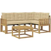 vidaXL Ensemble de salon de jardin 5 pièces, blanc et beige