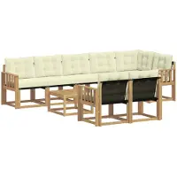 vidaXL Ensemble de salon de jardin 9 pièces, blanc et crème