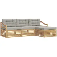 vidaXL Ensemble de canapés d'extérieur , 4 pièces, polyester blanc et gris clair