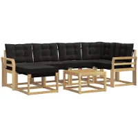 vidaXL Ensemble de canapés d'extérieur avec coussins, 7 pièces, blanc et noir