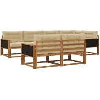 vidaXL Ensemble de canapés d'extérieur avec coussins 7 pièces Nature et Beige