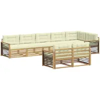 vidaXL Ensemble de canapés d'extérieur avec coussins, 8 pièces, blanc et crème, en polyester