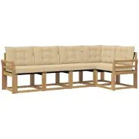 vidaXL Ensemble de salon de jardin 5 pièces, blanc et beige