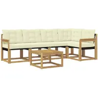 vidaXL Ensemble de salon de jardin 6 pièces, blanc et crème