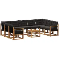 vidaXL Ensemble de canapés d'extérieur avec coussins 10 pièces Naturel et Noir