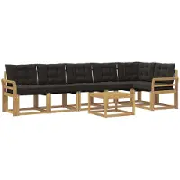 vidaXL Ensemble de canapés d'extérieur avec coussins, 7 pièces, blanc et noir