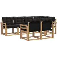 vidaXL Ensemble de canapés d'extérieur avec coussins, 7 pièces, blanc et noir