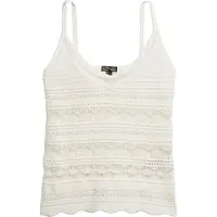 Superdry pour femme. W6012031A Top en crochet blanc (XS), Casuel, Coton, Sans manches / bretelles
