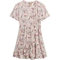 Superdry pour femme. W8011877A SS - Mini robe croisée imprimée beige (S), Casuel, Viscose, Manche courte