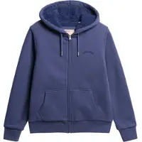 Superdry Femme Coton Doublé Borg Sweat À Capuche, Marine - Taille: 44