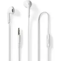 Nedis Casque avec câble - 3.5 mm - Longueur de câble : 1.20 m - Micro intégré - Réglage du volume - Blanc