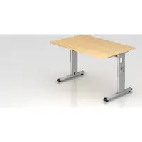 Hjh OFFICE PRO VOS12/3/S Bureau à piétement en C - 120 x 65-85 x 80 cm, hauteur réglable, érable/argenté