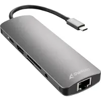 Sharkoon Hub USB - - USB 3.0 Type C - 3 Ports USB A - 2 Ports USB C - Couleur Gris