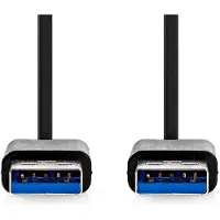 Nedis Câble USB - USB 3.2 Gen 1 - USB-A mâle - USB-A mâle - 5 Gbps - Nickelé - 1,00 m - Rond - PVC - Noir - Boîte noire