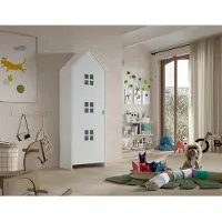 Molecule - CASAMI BRUGES Armoire 1 porte, 3 fenêtres, finition MDF laqué blanc