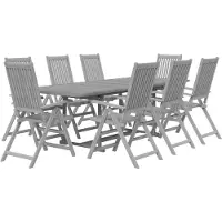 vidaXL Ensemble de jardin 9 pièces en bois massif d'acacia