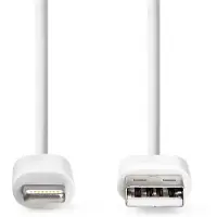 Nedis Câble Ccgl39300wt10 Lightning 8 Broches Vers Usb-a Mâle 48 Mbps Nickelé Pvc 1 M