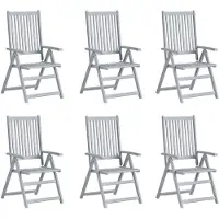 vidaXL Chaises de jardin réglables 6 pcs. avec coussins en bois massif d'acacia