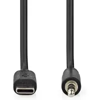 Nedis Adaptateur USB-C | USB 2.0 | USB-C Mâle | 3.5 mm Mâle | 1.00 m | Rond | Plaqué nickel | Noir | Label
