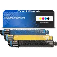 PrintAbout Toner compatible pour Ricoh 842095/96/97/98 (MP C406) - 4 couleurs - Multipack